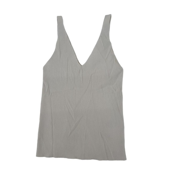 H&M Cream Ribbed V-Neck Tank Top Size 6 Women’s - Picture 3 of 5